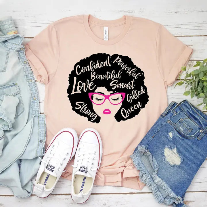 Afro Girl Pink Sunglasses T-Shirt