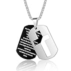 Dog Tag Necklace Silver Cross  - Men