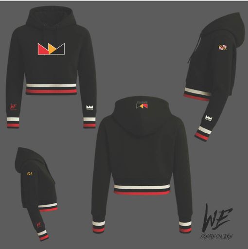 Lewis Black Crop Embroidered Logo Hoodie